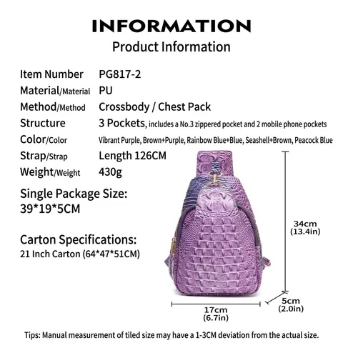 Bolso de Pecho Retro para Mujer Patrón de Cocodrilo Cuero PU Riñonera de Moda Correa Ancha Bolso Bandolera Degradado