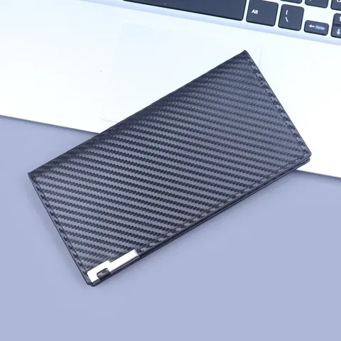 Uomo Portafoglio Lungo Texture Fibra Di Carbonio Ultra Sottile Business Abito Portafoglio Porta Carte Bifold Lungo