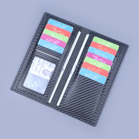 Uomo Portafoglio Lungo Texture Fibra Di Carbonio Ultra Sottile Business Abito Portafoglio Porta Carte Bifold Lungo