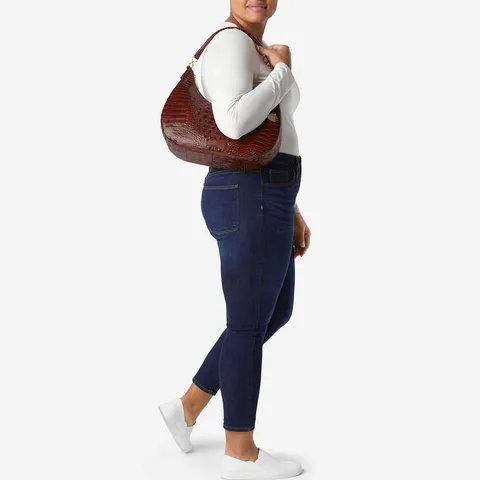 Borsa Sottobraccio Retro Occidentale Donna Rilievo Coccodrillo Pelle PU Borsa a Tracolla Mezzaluna Hobo