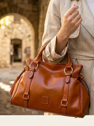Bolso de Mano Vintage de Cuero PU para Mujer Gran Capacidad Bolso de Asa Superior Bandolera Con Borlas para Oficina