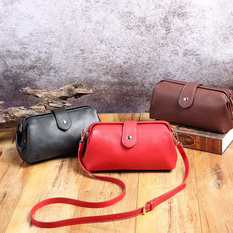 Sac Bandoulière Vintage en Cuir PU Avec Fermoir Clic-Clac Pour Femmes Rétro Style Docteur Casual Mini Pochette