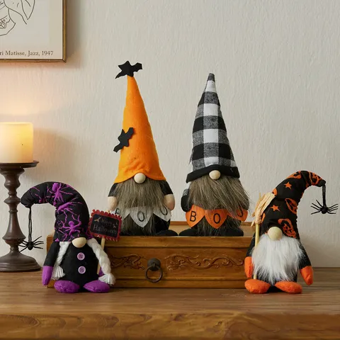 Halloween Gnome Faceless Doll Rudolph Standing Plush Decoration For Home Office Table Halloween Party Desktop Ornament Gift