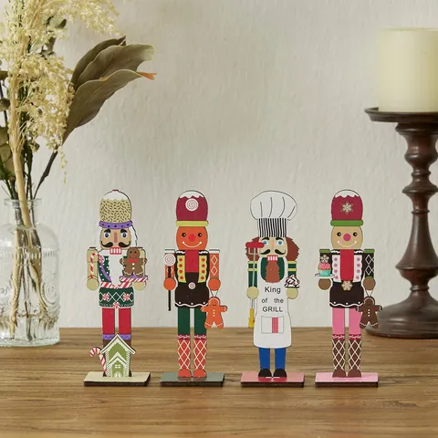 Handmade Wooden Nutcracker Soldier Christmas Ornament Nutcracker Doll Desktop Decoration Festive Gingerbread Theme Home Holiday Display Gift