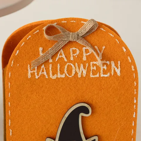 Halloween Bolsas de Regalo de Dulces de Tela Flocada Calabaza Calavera Gato Negro Cajas de Fiesta Con Decoración de Lazo