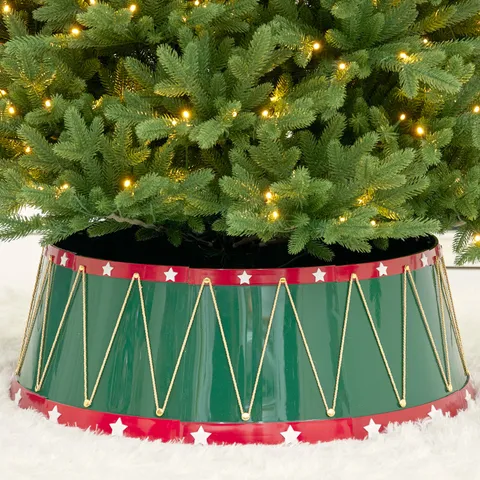 3D Christmas Tree Collar Ring Round Tree Base Cover Stand Hide Ornament Woven Rattan Look Plastic Tree Skirt For Festive Holiday Home Party Decor Red Gold Silver
