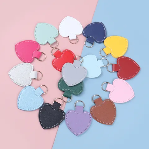 Heart Shaped PU Leather Keychain Creative Macaron Color Anti-lost Key Ring For Women Bag Pendant Accessories Gift