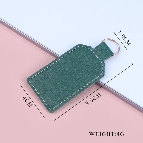 Creatieve PU-Leren Rechthoekige Sleutelhanger Minimalistisch Zakelijk Cadeau Sleutelring Met Metalen Cirkel Stikseldetail Voor Heren Dames