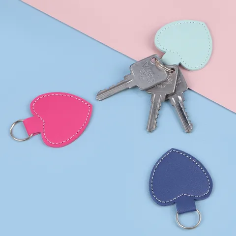 Heart Shaped PU Leather Keychain Creative Macaron Color Anti-lost Key Ring For Women Bag Pendant Accessories Gift