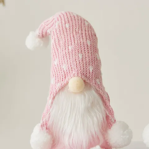 Nordic Christmas Rudolf Gnome Plush Doll Handmade Faceless Forest Man Knit Hat Polka Dot Heart Desktop Ornament Holiday Gift