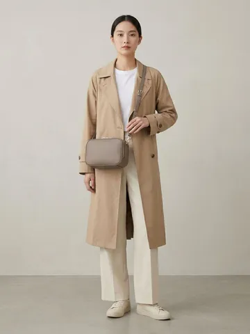 Bolso de Cámara de Cuero PU para Mujer Patrón de Lichi Doble Cremallera Bolso Bandolera Moda Bolso Cuadrado Pequeño