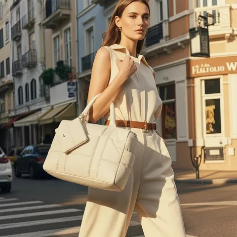 Dames Grote Capaciteit Gestept Puffer Reistas Lichtgewicht Waterdicht Nylon Schoudertas Crossbody Handtas Met Bijpassende Tas
