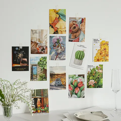 Tarjeta de Felicitación de Flores Pintadas a Mano Estilo Ins Tarjeta Artística de Bendición para Regalo de Cumpleaños Decoración de Floristería y Panadería Papelería