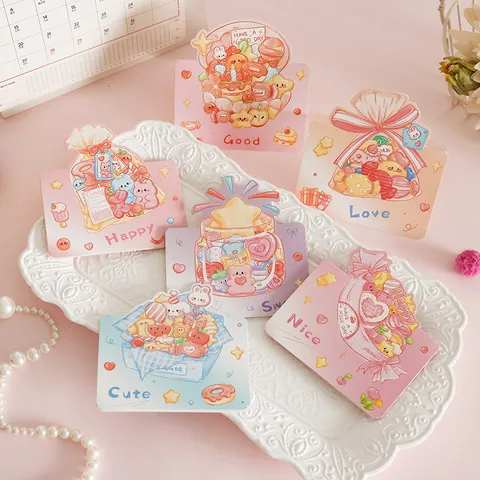 Cute Cartoon Candy Bear 3D Popup Greeting Cards For Childrens Day Birthday Blessing Gift Message Mini Cards Paper Notes