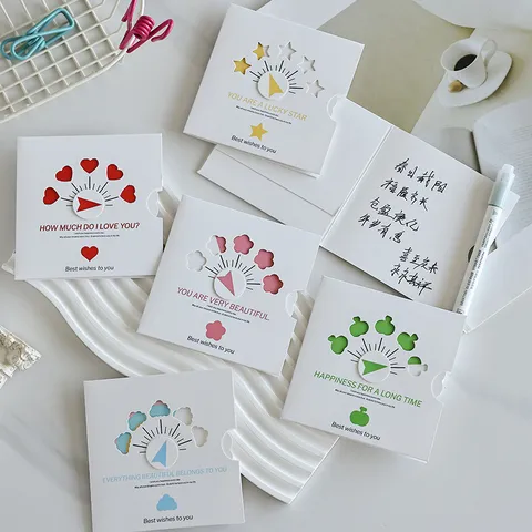 Creative Rotating Hollow Greeting Card Minimalist Paper DIY Wish Message Card For Valentine's Day Wedding Blessing Stationery