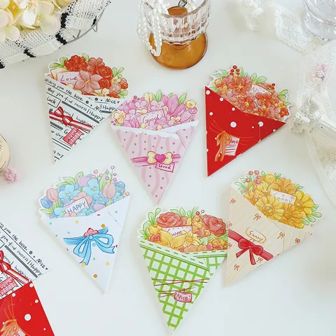 Cartes de Vœux en Forme de Bouquet de Fleurs Papier Cartonné 3D Florales Pour Saint Valentin Anniversaire Fête des Enseignants