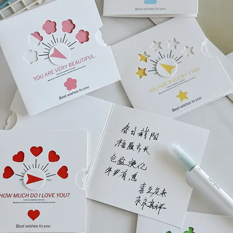 Tarjeta de Felicitación Hueca Giratoria Creativa Papel Blanco Tarjeta de Deseos Minimalista Para San Valentín Boda Fiesta Bendición