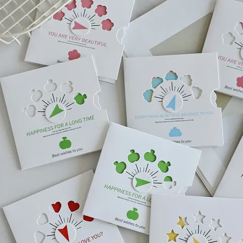 Creative Rotating Hollow Greeting Card Minimalist Paper DIY Wish Message Card For Valentine's Day Wedding Blessing Stationery