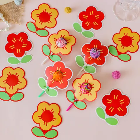 Cartoon Lollipop Decorative Cardstock Flower Heart Shaped Inspirational Card Student Gift Party Supplies 9 Pieces Per Sheet