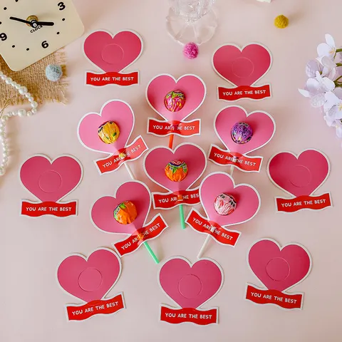 Cartoon Lollipop Decorative Cardstock Flower Heart Shaped Inspirational Card Student Gift Party Supplies 9 Pieces Per Sheet