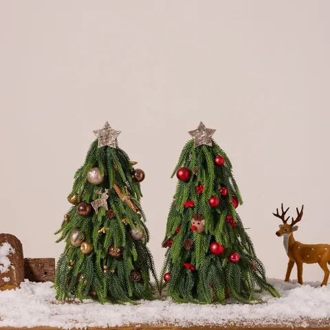 Artificial Norfolk Pine Christmas Tree PE Soft Glue Gradient Desktop Mini Christmas Tree Set DIY Holiday Decor Gift