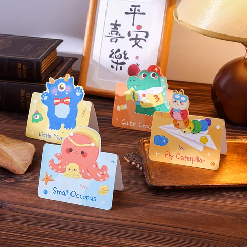 Cartoon Animal Greeting Cards Hand-Painted Illustration Mini Gift Cards For Birthday Baking Message Ins Style Cardboard Blessing Cards