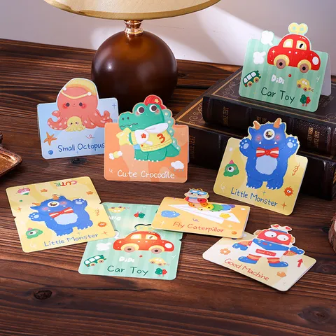Cartoon Animal Greeting Cards Hand-Painted Illustration Mini Gift Cards For Birthday Baking Message Ins Style Cardboard Blessing Cards