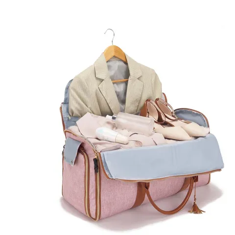 Bolsa de Viaje Gran Capacidad Portatrajes Cuero PU Lona Plegable Bolsa de Traje Impermeable Bolsa Weekender Mujer Hombre
