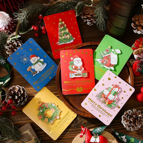 Creative 3D Pop-up Christmas Greeting Cards With Golden Bronzing Illustration Hand Painted Holiday Gift Cards Assortment