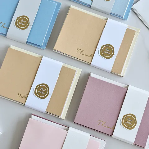 Minimalist Bronzing Greeting Cards With Envelopes Cardboard Specialty Paper Gift Blessing Cards For Wedding Birthday Party Small Cards