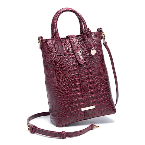 Bolso de Mano Vintage de Cuero PU Con Relieve de Cocodrilo para Mujer Bolso Tote de Gran Capacidad Bandolera Con Herrajes Dorados