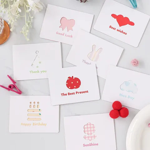 Tarjetas de Felicitación Minimalistas Caladas Creativas Tarjetas Regalo Cumpleaños Día de San Valentín Tarjetas de Agradecimiento Niños Negocios