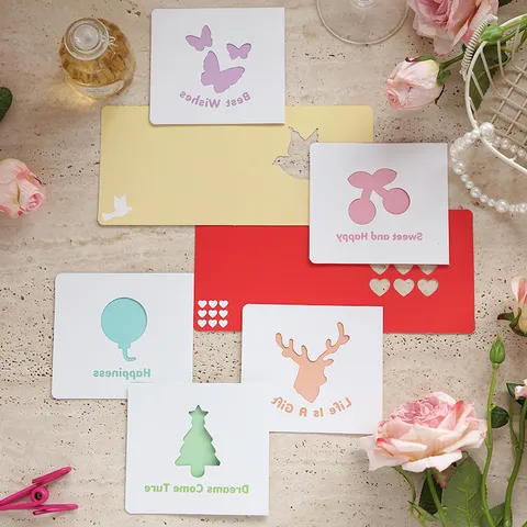 Tarjetas de Felicitación Cuadradas Huecas Simples Estilo Europeo Cartulina Cortada al Láser Tarjetas de Mejores Deseos para el Día de San Valentín Cumpleaños Boda Floristería