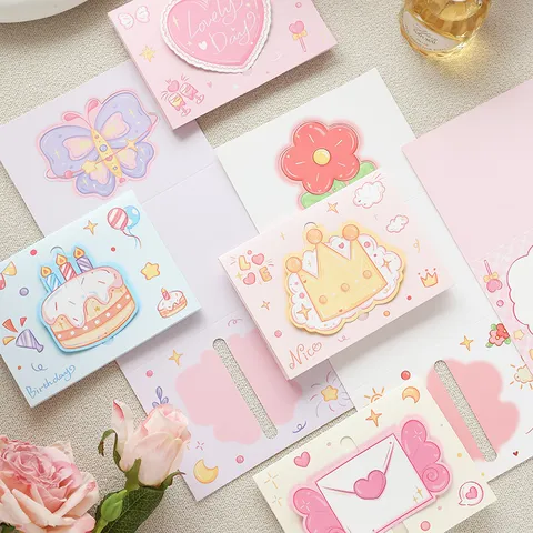 Tarjeta de Felicitación de Cumpleaños Emergente 3D Estilo Coreano Ins Creativa DIY Plegable Pastel Mariposa de Cartón Regalo Sorpresa