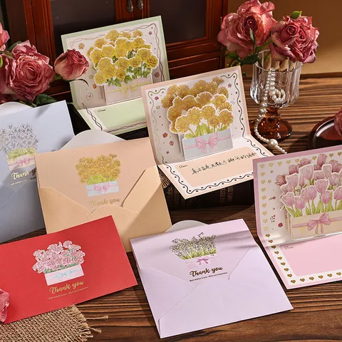 3D Pop-Up Blumen Grußkarten Set Mit Umschlägen Heißfolienprägung Florale Karte Für Valentinstag Muttertag Lehrer Geburtstag Geschenk