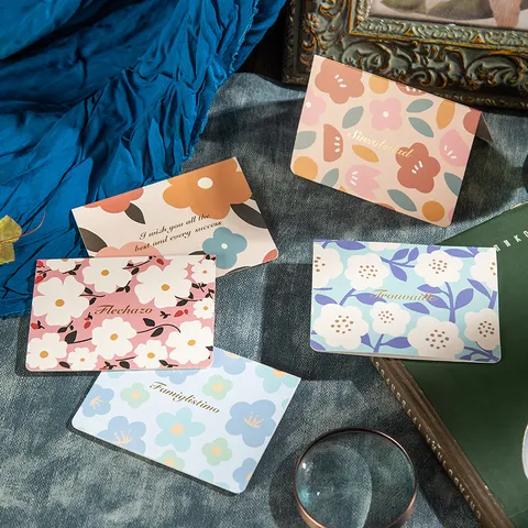 Juego de Tarjetas de Felicitación Clásicas de Acuarela con Flores Con Sobres Estampado en Oro Tarjetas de Regalo de Cumpleaños para Panadería Floristería