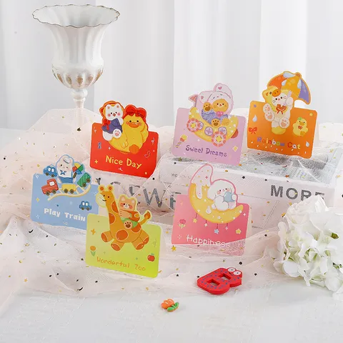 Jolies Cartes de Vœux d'Animaux de Dessin Animé Anniversaire Enfants Cadeau Carton Imprimé Petites Cartes de Message