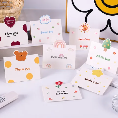 Mini Tarjeta de Felicitación de Dibujos Animados para Regalo Día del Niño Floristería Pastelería Tarjeta Plegable con Patrones Simples