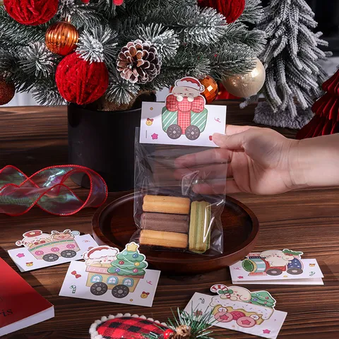 Cartes de Voeux de Noël en Dessin Animé Cartes de Tête Pour Emballage de Cadeau Cartes de Bénédiction en Carton Pliables Mini Cartes de Fête
