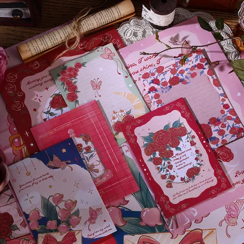 Vintage Oil Painting Floral Letter Paper Envelope Set Kraft Paper Rose Butterfly Stationery Set For Graduation Gift