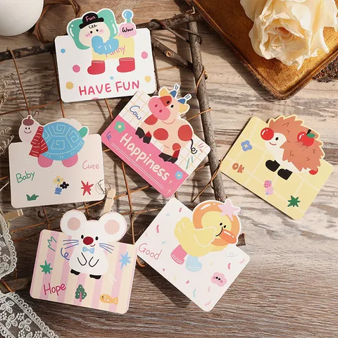 Retro Cartoon Animal Greeting Cards Cardstock Three-Dimensional Folding Message Cards For Kids Birthday Gift Thank You Cards