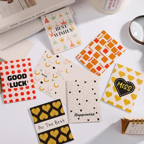 Juego de Tarjetas de Felicitación de Cartulina Retro Simple Corazón Corona Lunares Cumpleaños San Valentín Gracias Bendición Tarjetas para Floristería Panadería