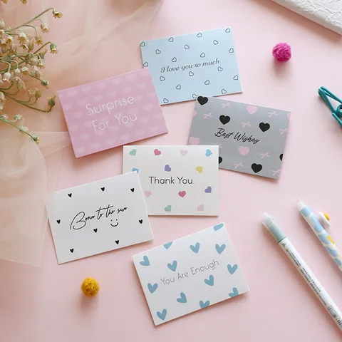 Minimalist Cardstock Heart Greeting Card With English Quotes Ins Style Gift Card For Birthday Valentine's Day Wedding Bakery