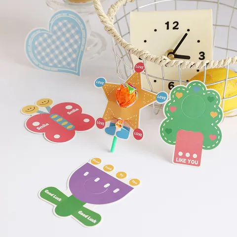Cartoon Forest Lollipop Paper Cards Christmas Birthday Party Favors Students Motivational Decorative Greeting Cards For Candy