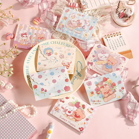 Simpatici Biglietti di Auguri a Tre Pieghe con Illustrazioni di Orsetti Coniglietti Cuccioli Cartoni Animati Biglietti Regalo per il Giorno dei Bambini Pasticceria Fiorista