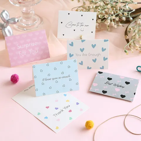 Minimalist Cardstock Heart Greeting Card With English Quotes Ins Style Gift Card For Birthday Valentine's Day Wedding Bakery