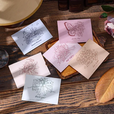Cartes de Voeux Florales Vintage Cartes de Message de Fleurs Dessinées à la Main pour Graduation Fête des Mères Anniversaire Affaires Bénédiction Cadeau
