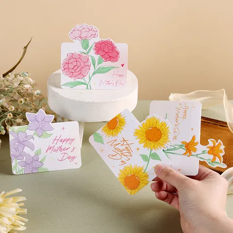 Mother's Day Greeting Cards Hand Painted Floral Bouquet Message Cards Small Card For Mom Gift Surprise Greeting Card