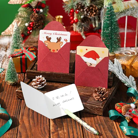 Cartoon Weihnachten Grußkarten Mit Umschlägen Quadratisch Faltbar Segen Karten Weihnachtsmann Schneemann Rentier Lebkuchenmann