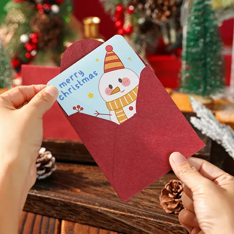 Cartoon Weihnachten Grußkarten Mit Umschlägen Quadratisch Faltbar Segen Karten Weihnachtsmann Schneemann Rentier Lebkuchenmann